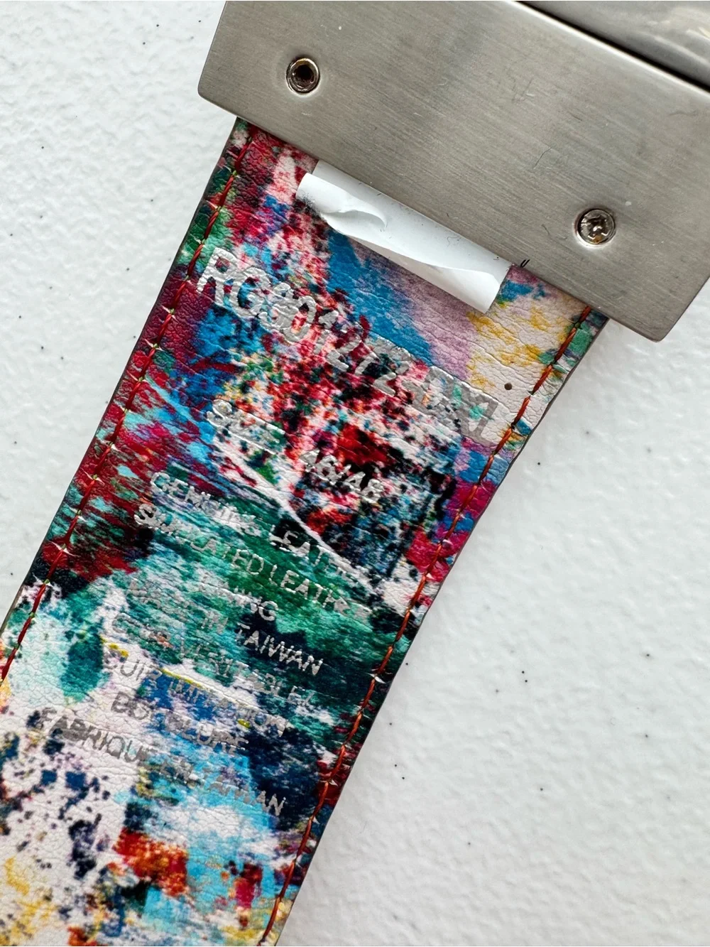 Robert Graham Reversible Leather Belt Brown Multicolor Abstract Lining Size 44